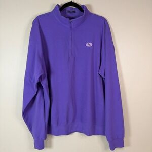 TURTLESON Men's XL Purple Embroidered 1/4 Zip Golf Pullover Sweater Soft Active